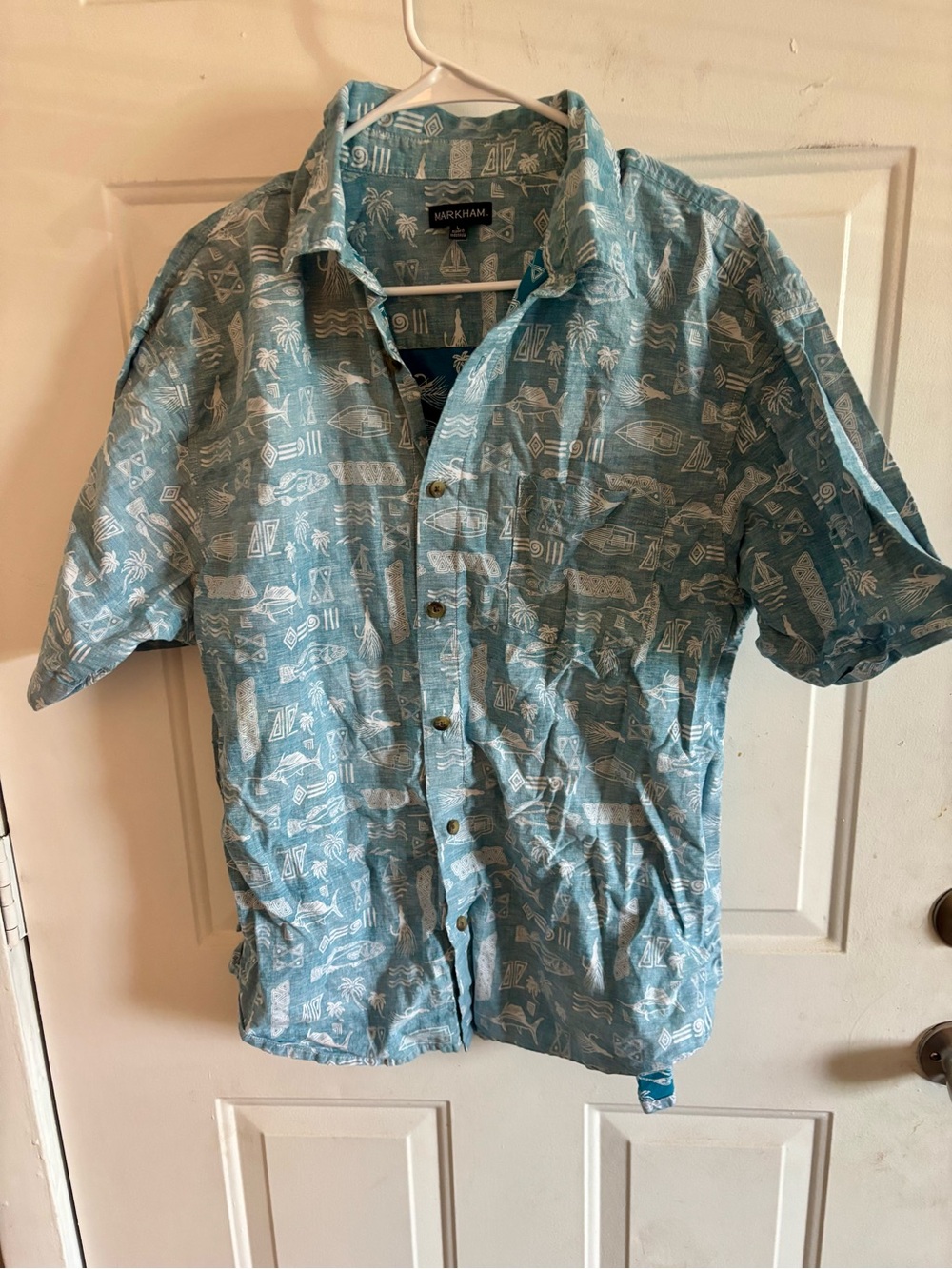 Markham Teal Short-Sleeve Printed Button-Down Shirt